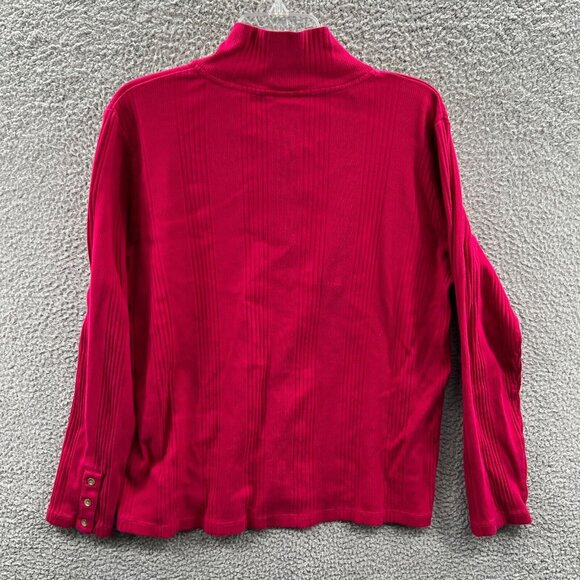 Lands End Womens Top 18/20 Red 100% Cotton Long‎ Sleeve Henley Pullover Shirt - Picture 2 of 12